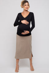 Black V-Neck Long Sleeve Maternity Top