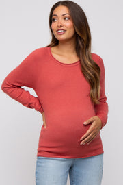 Rust Basic Raglan Sleeve Maternity Sweater Top