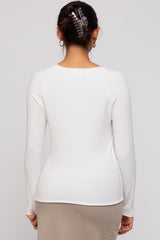 Ivory Basic Raglan Sleeve Sweater Top