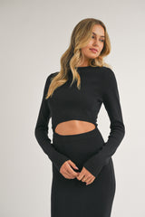 Black Fitted Cutout Midi Dress