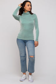 Forest Green Ribbed Turtleneck Top