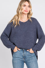 Navy Dropped Shoulder Sweater