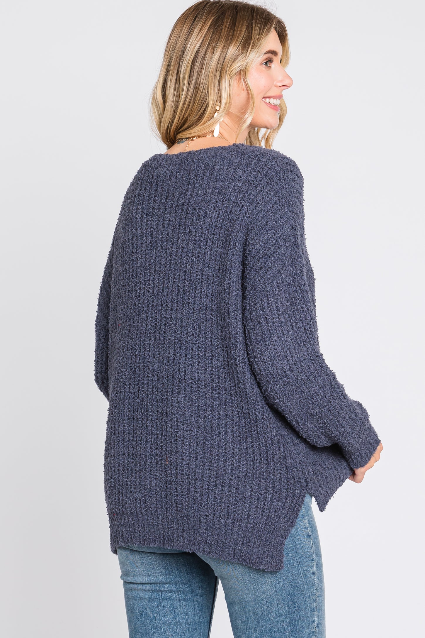 Navy Dropped Shoulder Sweater