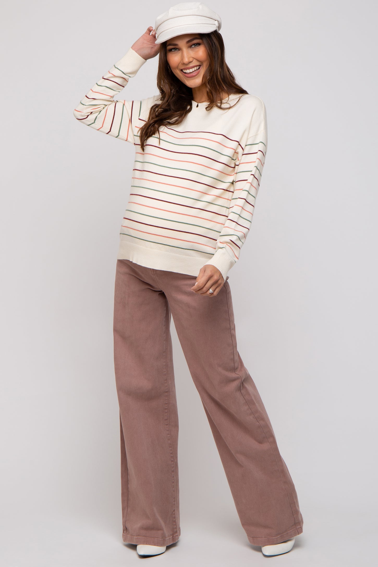 Mauve Wide Leg Maternity Jeans