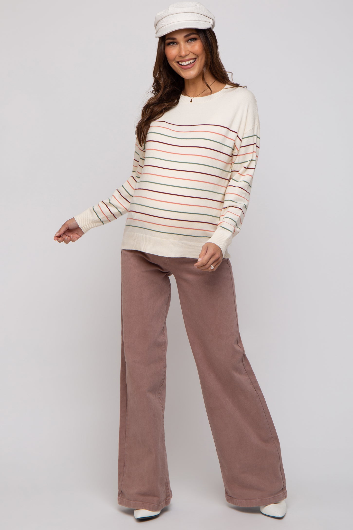 Mauve Wide Leg Maternity Jeans