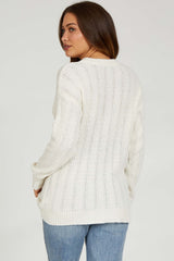 Ivory Pattern Knit Maternity Sweater