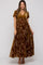 Camel Floral Burnout Velvet Maternity Maxi Dress