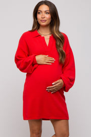 Red Maternity Mini Sweater Dress