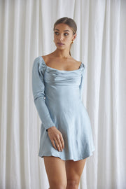 Sage Cowl Neck Long Sleeve Mini Dress