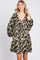 Olive Printed Long Sleeve Dress