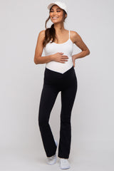 Black Front Ruched Maternity Leggings