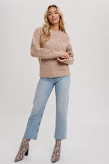 Latte Heart Shape Pom Pom Sweater Pullover