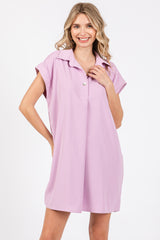 Lavender Collared Button Front Dress