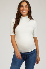 Ivory Short Sleeve Turtleneck Maternity Top