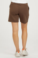 Brown Drawstring Maternity Shorts