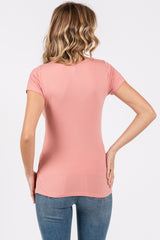 Pink Square Neck Short Sleeve Top