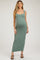 Light Olive Cowl Neck Sleeveless Maternity Midi Dress