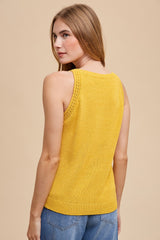 Mustard Sleeveless Knit Top