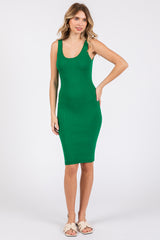 Green Rib Knit Sleeveless Maternity Dress