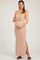 Beige Ribbed Side Slit Maternity Maxi Dress
