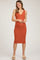 Orange Ribbed Knit Fitted Maternity Dress