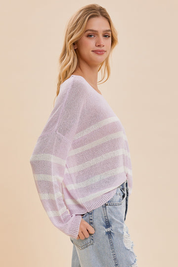 Lavender Stripe Knit Top