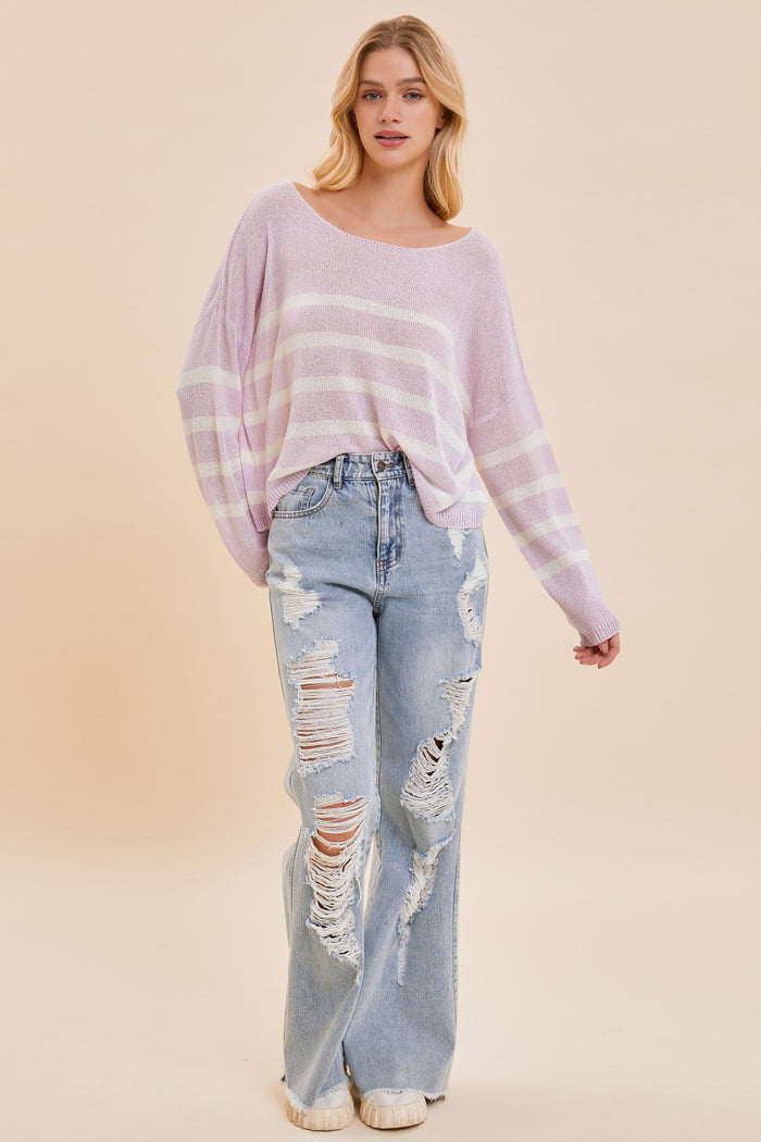 Lavender Stripe Knit Top