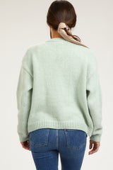 Mint Floral Knit Button Front Maternity Cardigan