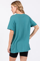 Aqua Oversized Short Sleeve Top