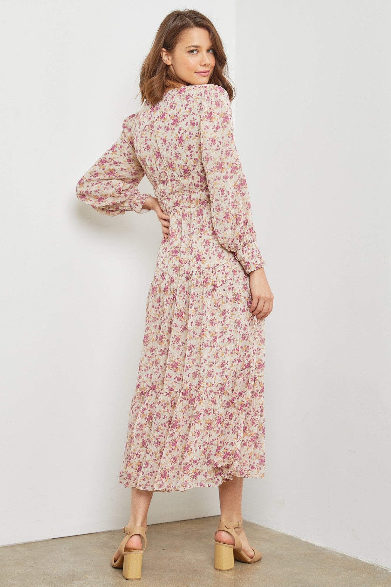 Off White Multi Tiered-Waist Maxi Dress