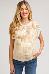 Cream Open Knit Maternity Top