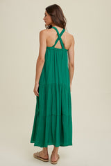 Emerald Halter Tiered Maxi Dress