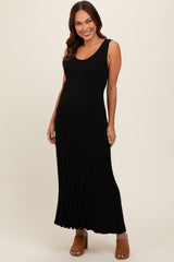 Black Sleeveless Knit Maternity Maxi Dress