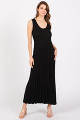 Black Sleeveless Knit Maternity Maxi Dress