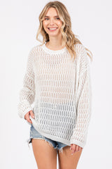 White Open Knit Sweater