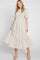 Off White Pink Floral Print Pintuck Dress